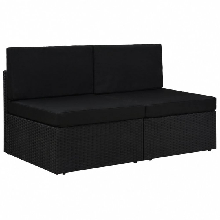 Sofa modułowa 2-osobowa, rattan PE, czarna kod: V-49503