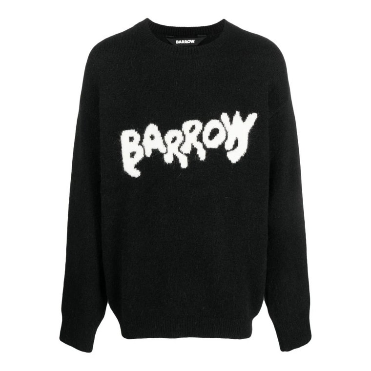 Czarny Sweter z Wełnianym Nadrukiem Barrow