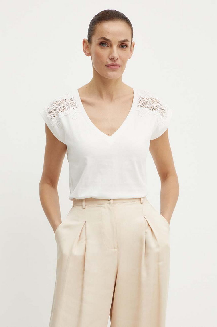 Morgan t-shirt bawełniany DECI damski kolor biały DECI
