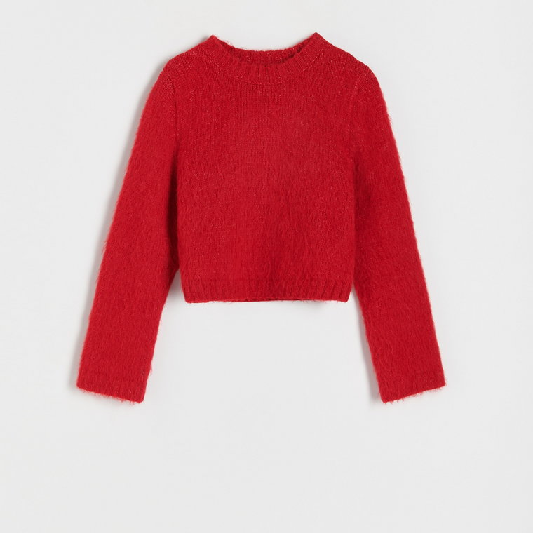 Reserved - Gładki sweter - czerwony