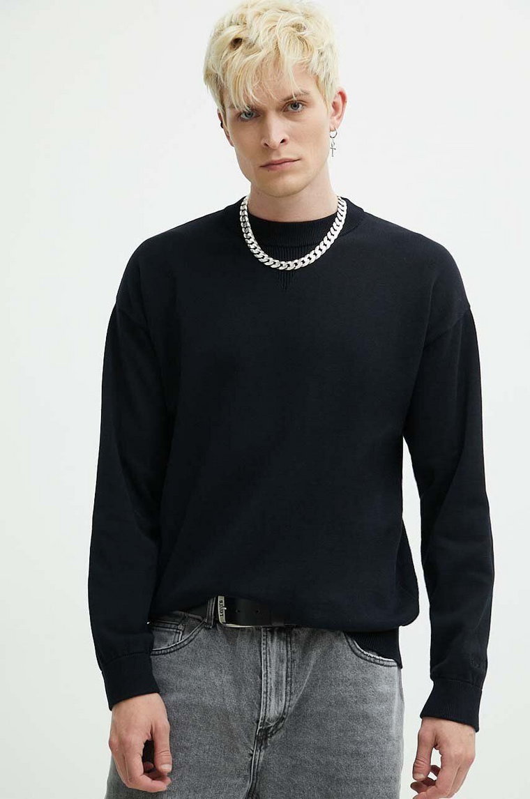 HUGO sweter bawełniany kolor czarny lekki
