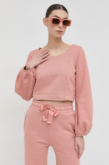 Guess bluza bawełniana damska kolor różowy gładka