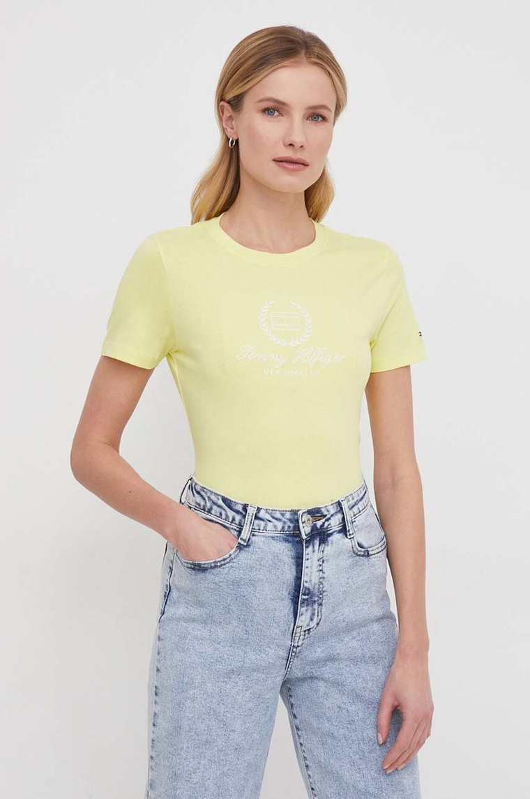Tommy Hilfiger t-shirt bawełniany damski kolor żółty