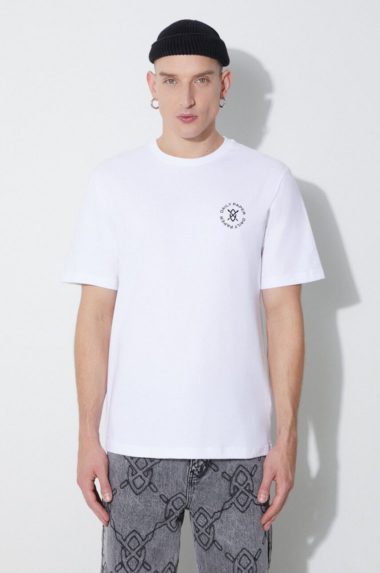 Daily Paper t-shirt bawełniany Circle męski kolor biały z nadrukiem 1000112