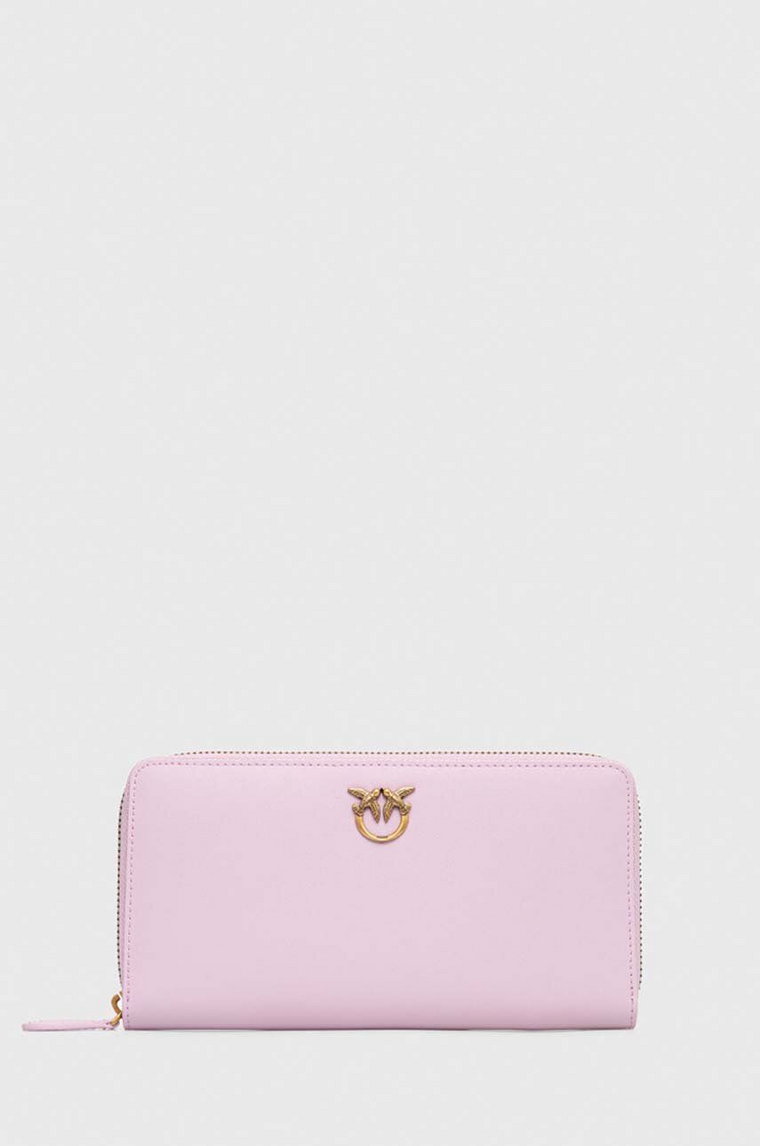 Pinko portfel skórzany kolor fioletowy 100250 A0F1