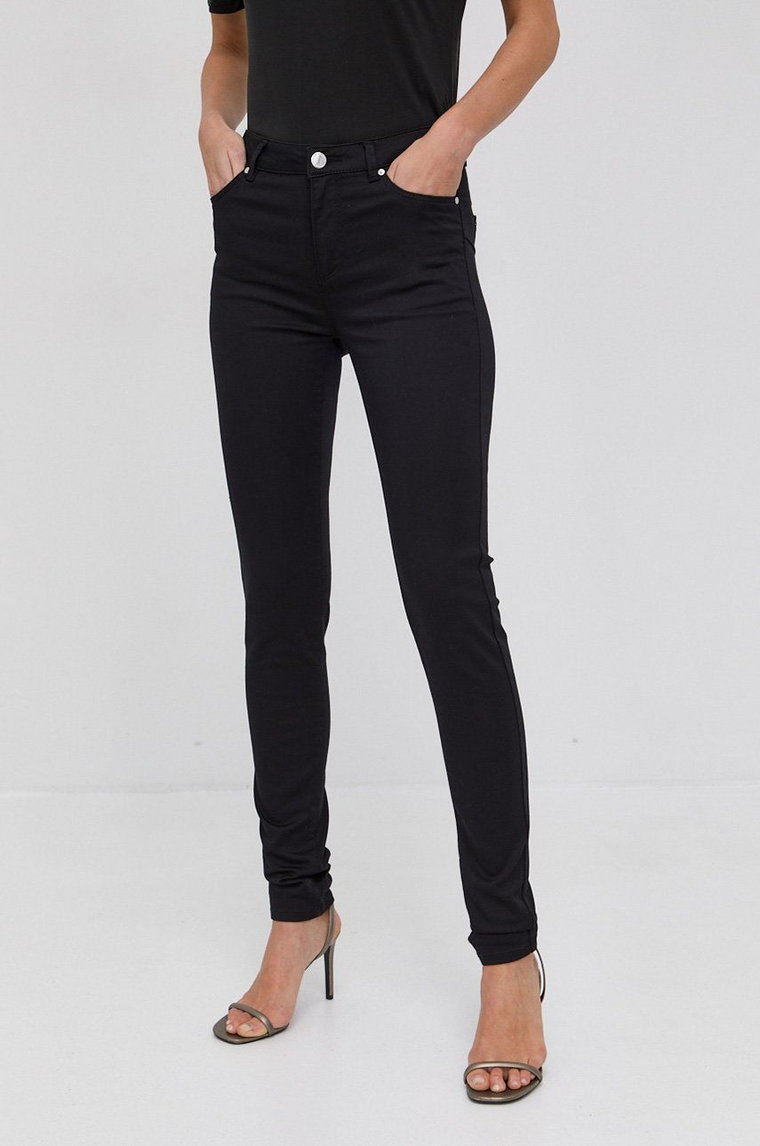 Morgan Spodnie damskie kolor czarny dopasowane medium waist