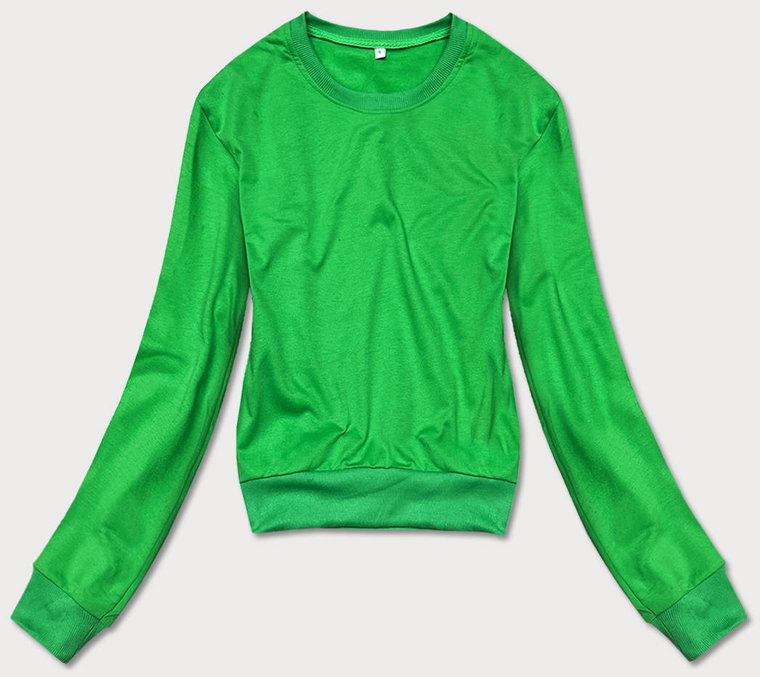 Cienka krótka bluza dresowa damska zielona (8B938-27)