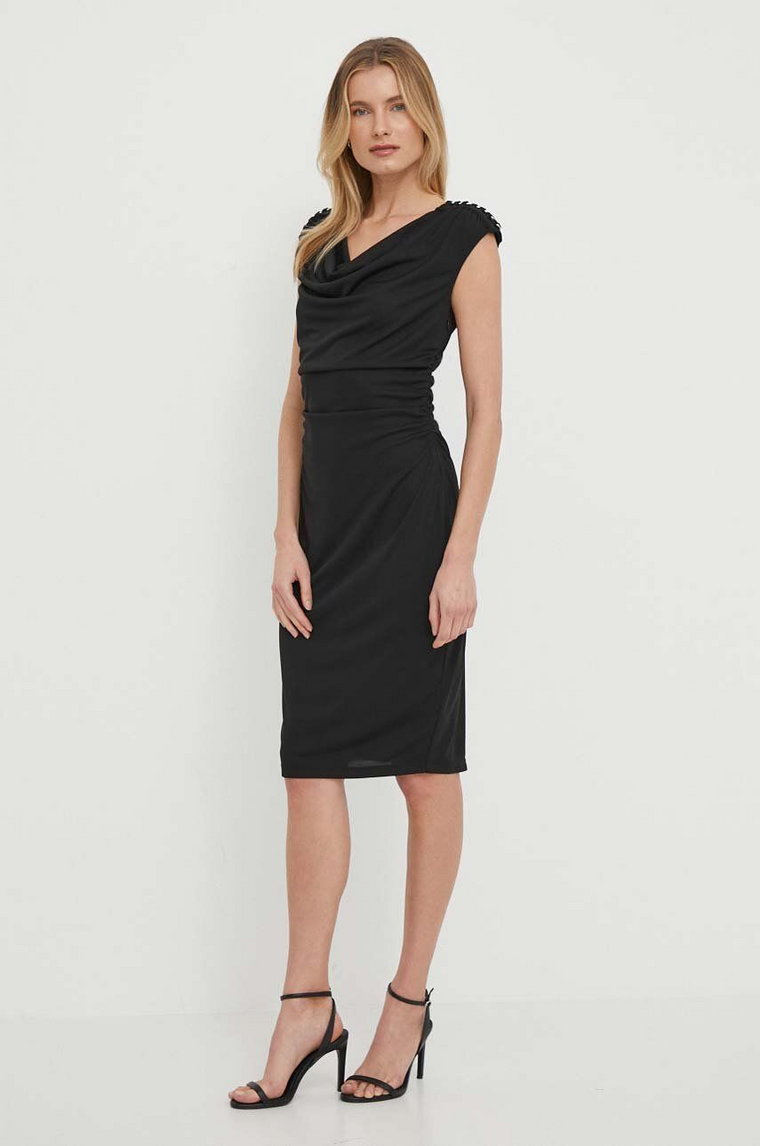 Lauren Ralph Lauren sukienka kolor czarny mini dopasowana 250933437