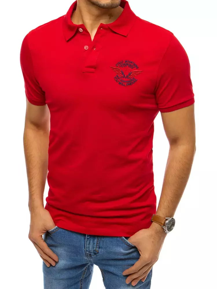 Koszulka męska polo z haftem czerwona Dstreet PX0469