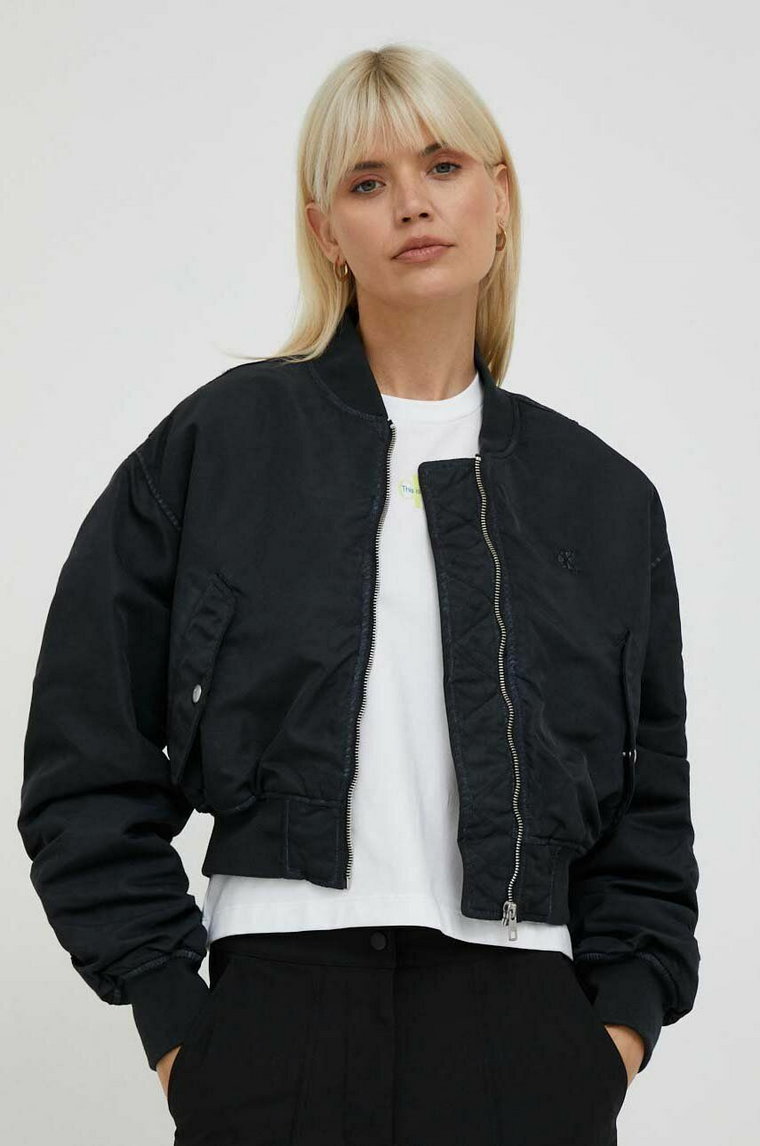 Calvin Klein Jeans kurtka bomber damski kolor czarny przejściowa