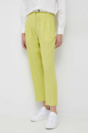 PS Paul Smith spodnie wełniane damskie kolor żółty szerokie high waist