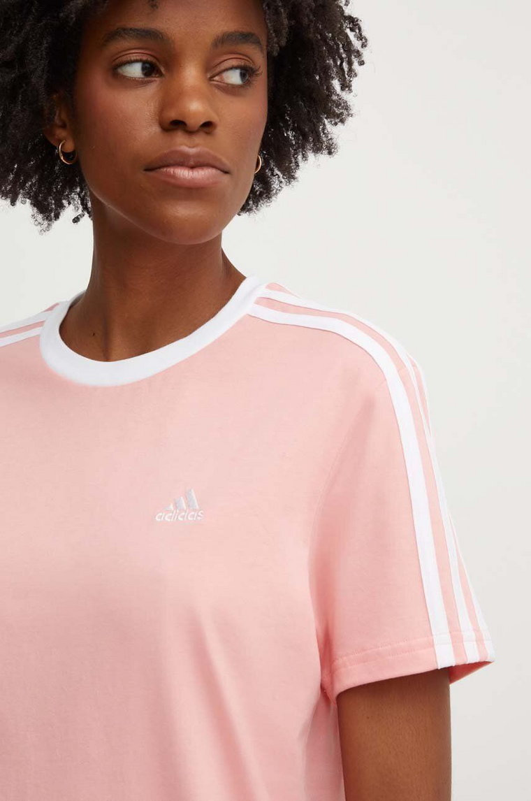 adidas t-shirt bawełniany Essentials damski kolor różowy IY1698
