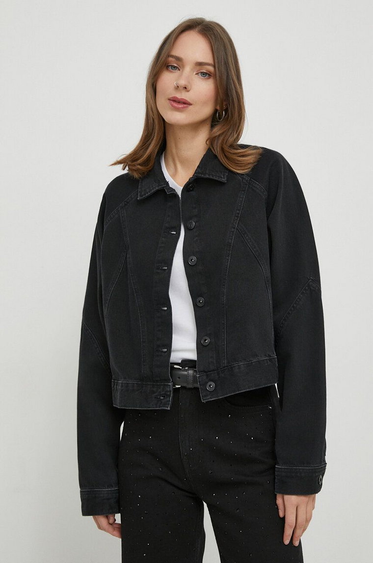 Pepe Jeans kurtka jeansowa damska kolor czarny przejściowa