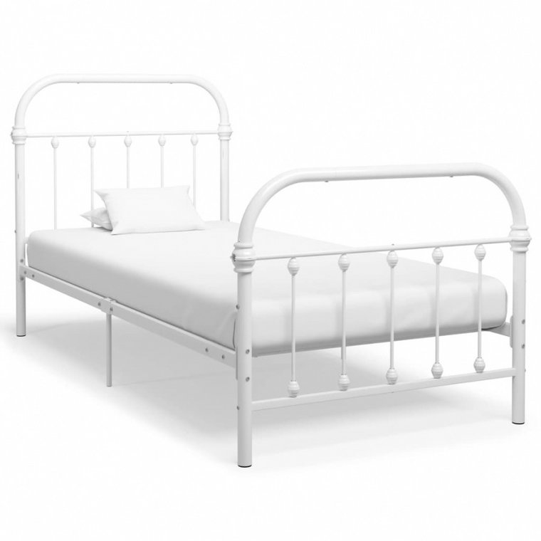Rama łóżka, biała, metalowa, 100 x 200 cm kod: V-284493