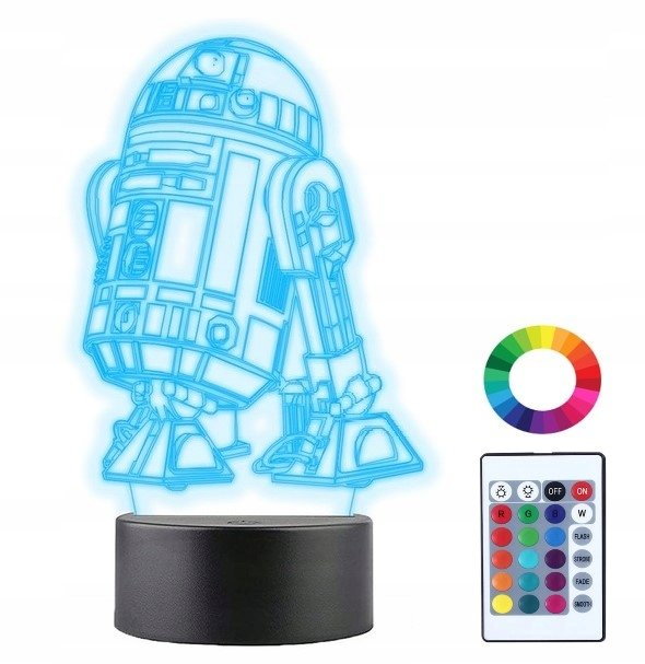 Lampka Nocna 3D Led Star Wars R2-D2 Prezent Grawer