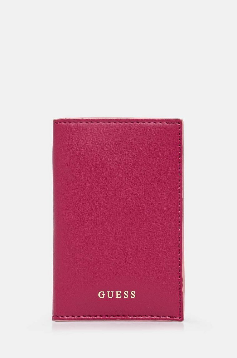 Guess etui na karty skórzane kolor różowy RW1654 P4301