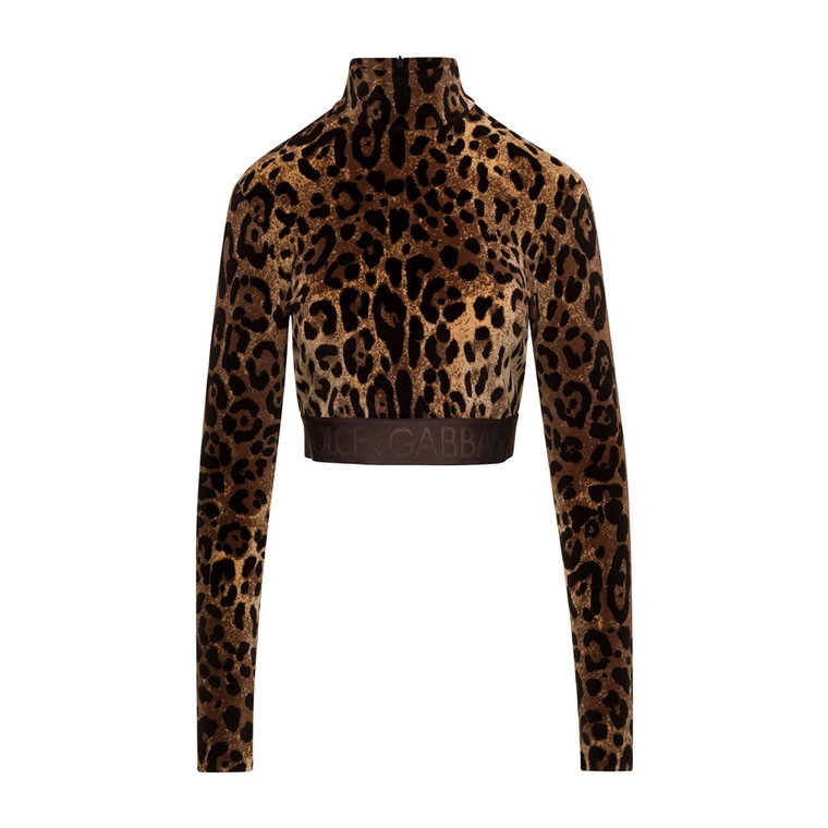 Animalier Velour Top w Brązowym kolorze Dolce & Gabbana