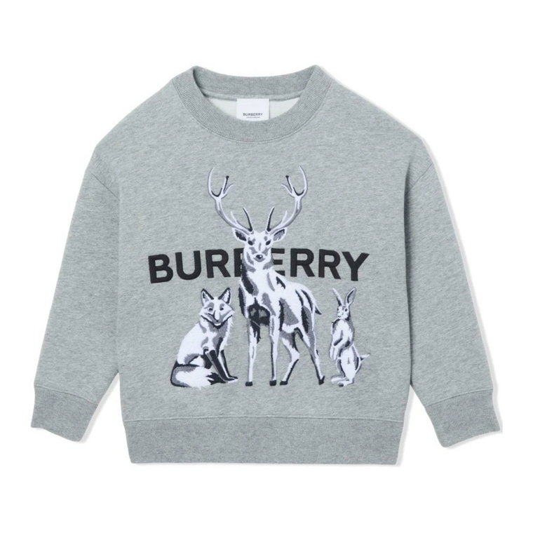 Szara Sweter z Wzorem Jelenia dla Chłopców Burberry