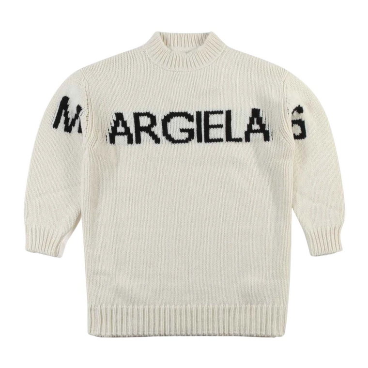 Kremowy Sweter z Logo na Rękawach dla Dzieci Maison Margiela