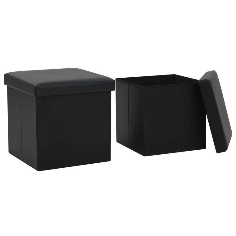 Stołki ze schowkiem, czarne, 38x38x38 cm