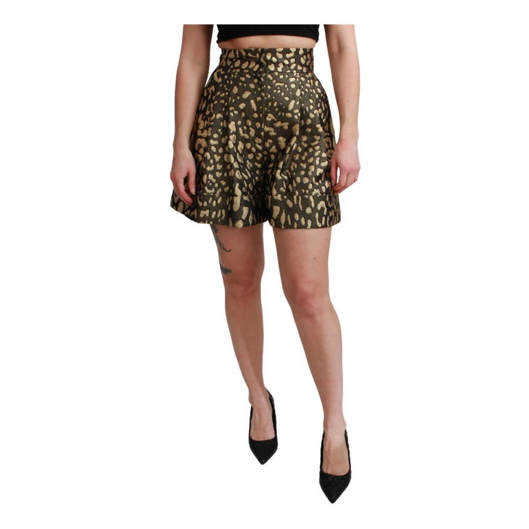 Black Gold High Waist Mini Cotton Shorts Dolce & Gabbana