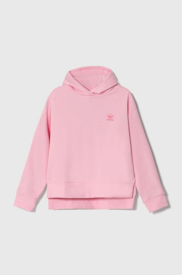 adidas Originals bluza dziecięca kolor różowy z kapturem gładka