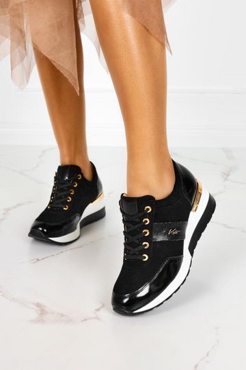 Czarne sneakersy Kati buty sportowe sznurowane polska skóra M_7074