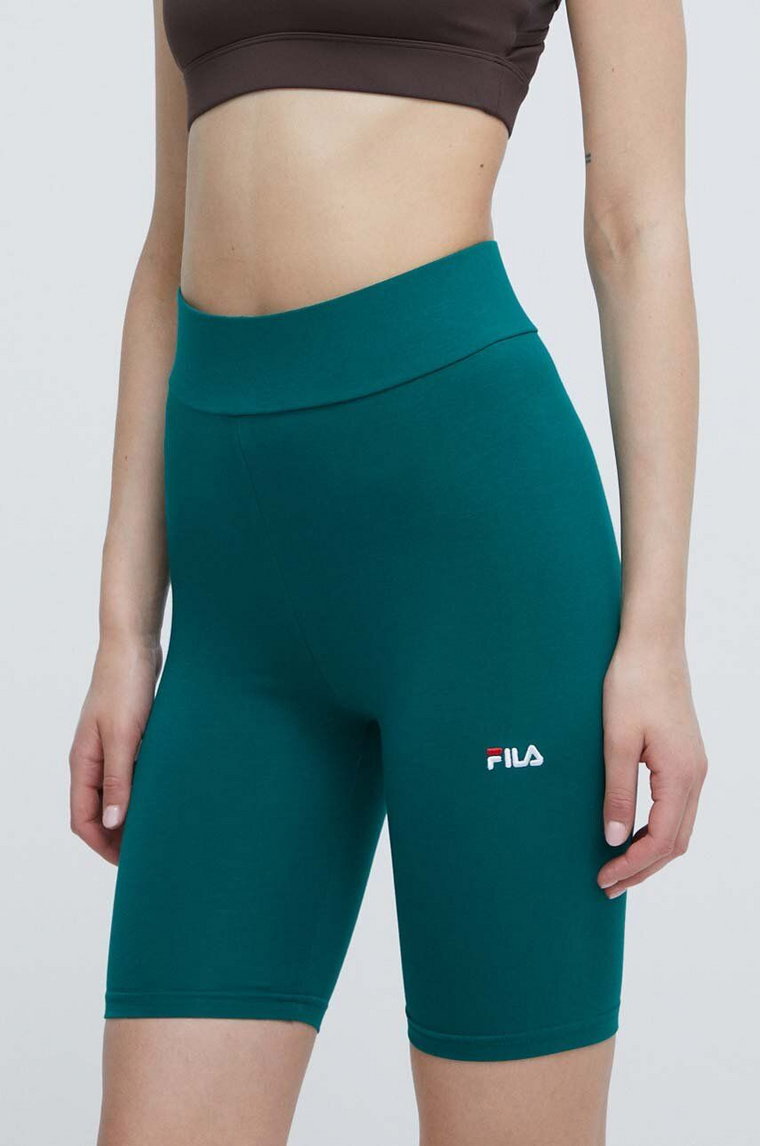 Fila szorty Buckautal damskie kolor zielony gładkie high waist FAW0455