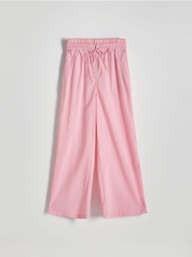Reserved - Spodnie z modalu - pastelowy róż
