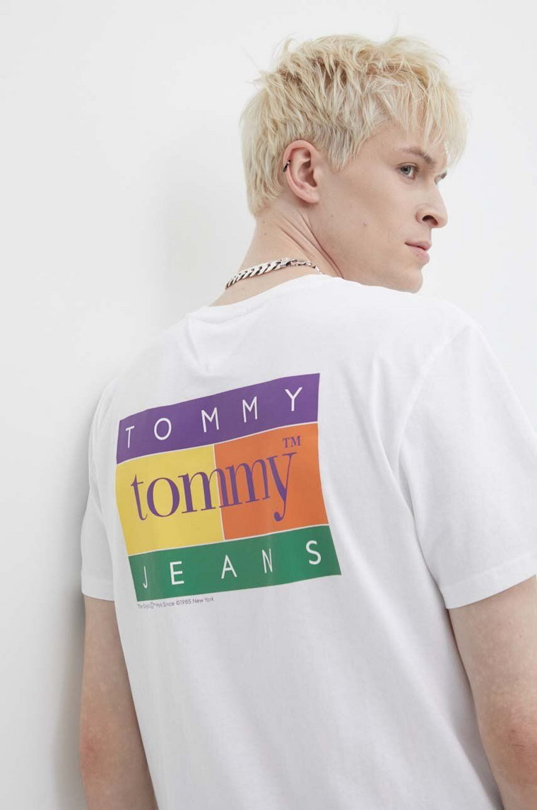 Tommy Jeans t-shirt bawełniany męski kolor biały z nadrukiem DM0DM19171
