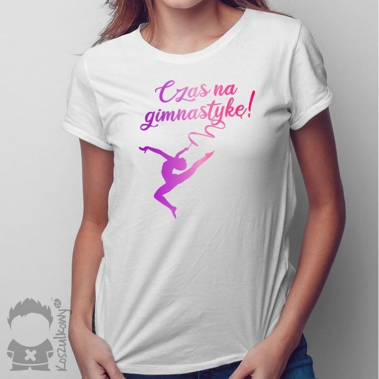 Czas na gimnastykę! - damska koszulka z nadrukiem