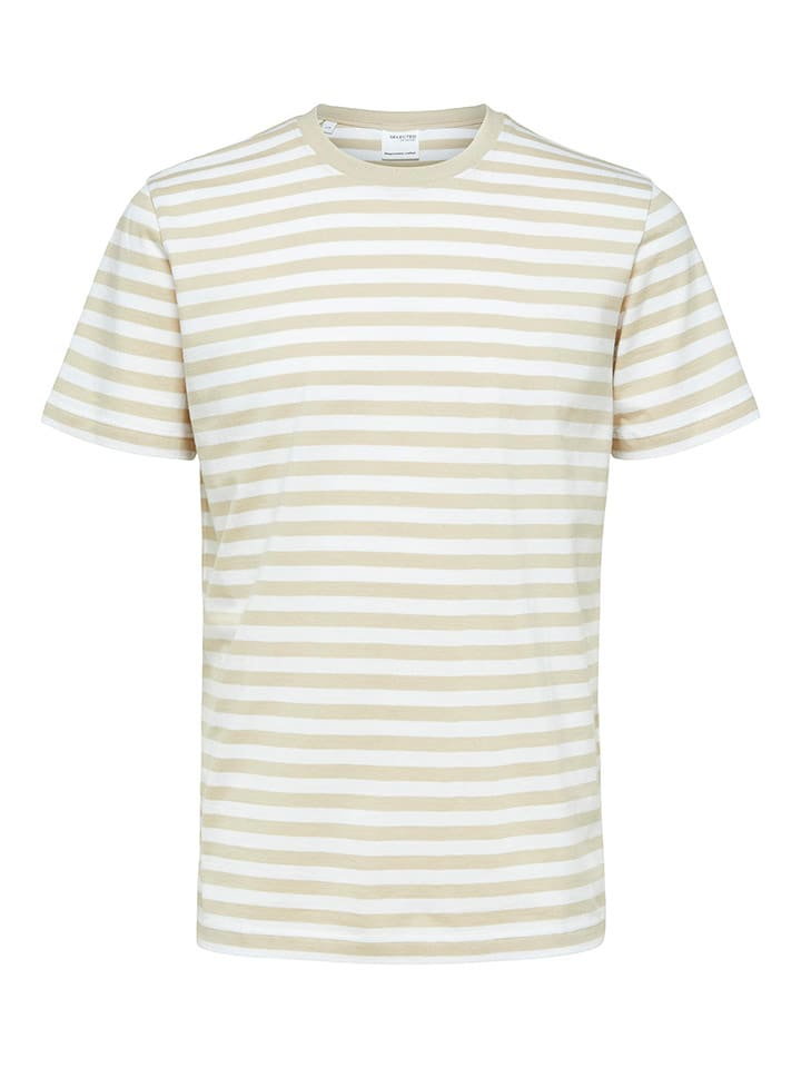 SELECTED HOMME Koszulka "Darryl" w kolorze beżowo-białym