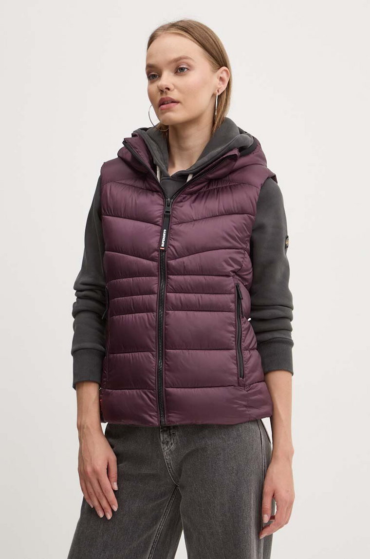 Superdry bezrękawnik damski kolor fioletowy przejściowy W5011715A-C4J