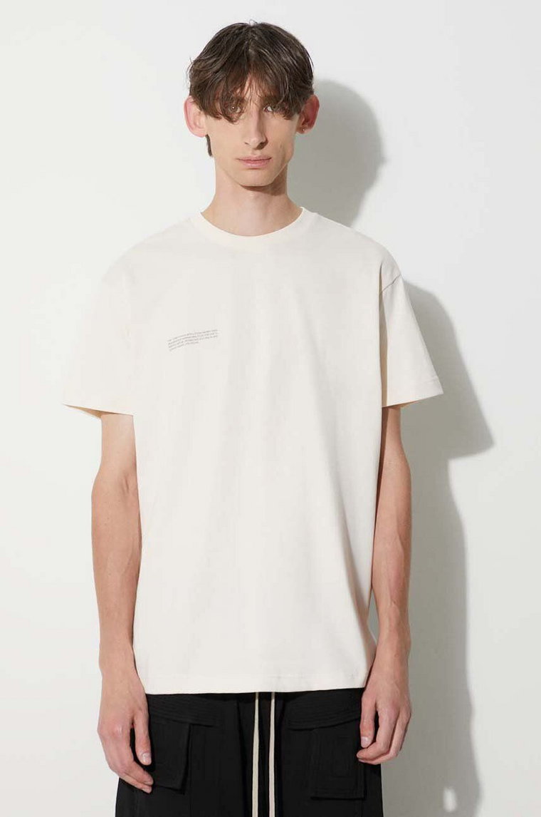 Pangaia t-shirt bawełniany kolor beżowy z nadrukiem