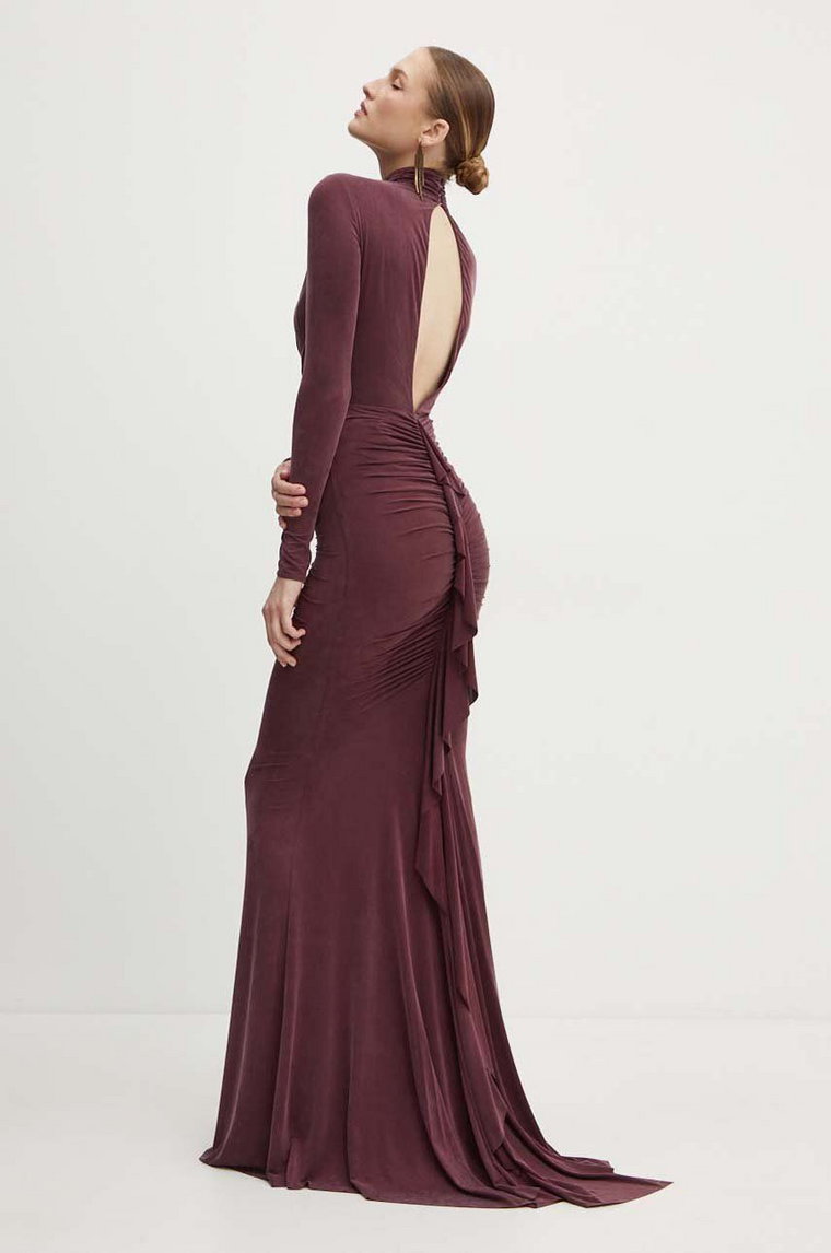 Elisabetta Franchi sukienka kolor bordowy maxi dopasowana AB61646E2