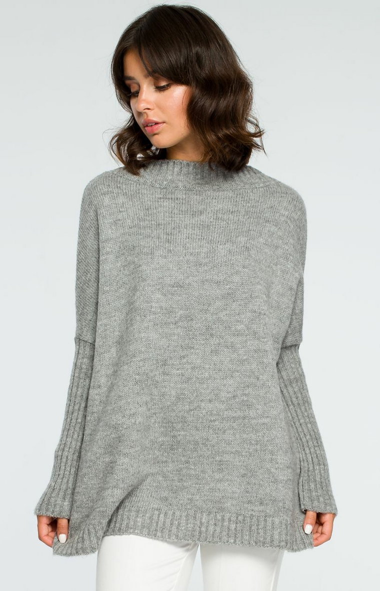 Sweter BK009, Kolor szary, Rozmiar one size, BE Knit