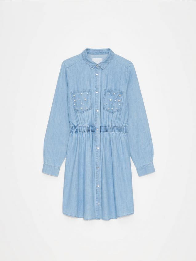 Mohito - Jeansowa sukienka mini - niebieski