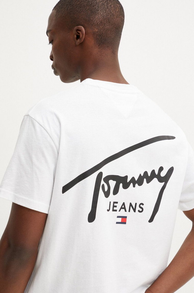 Tommy Jeans t-shirt bawełniany męski kolor biały z nadrukiem DM0DM18536