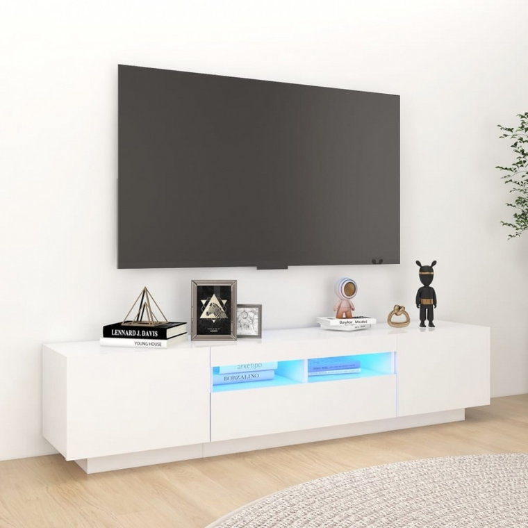 Szafka tv z oświetleniem led, biała, 180x35x40 cm kod: V-3081897