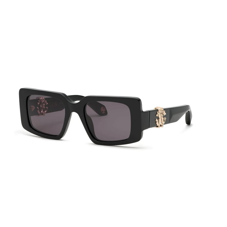 Czarne okulary przeciwsłoneczne prostokątne Roberto Cavalli
