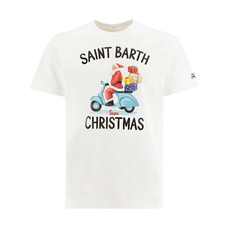 Koszulka z Okrągłym Dekoltem i Haftowanym Logo MC2 Saint Barth
