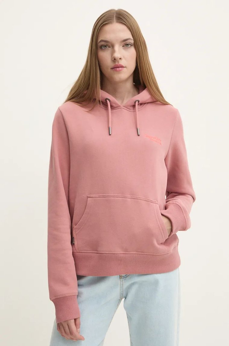 Superdry bluza damska kolor różowy z kapturem gładka W2012180A-MIP