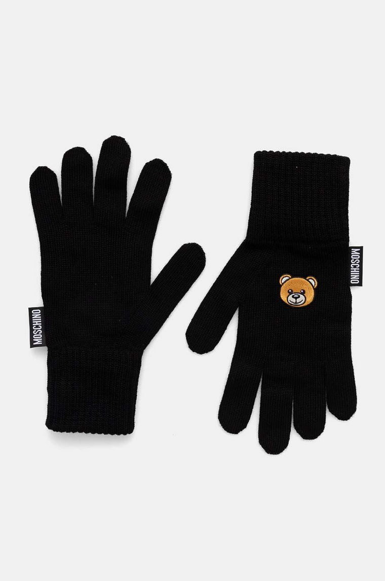 Moschino rękawiczki wełniane kolor czarny M3141 65162