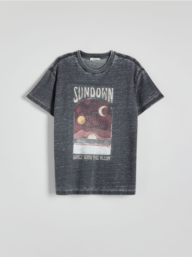 Reserved - T-shirt z nadrukiem - ciemnoszary