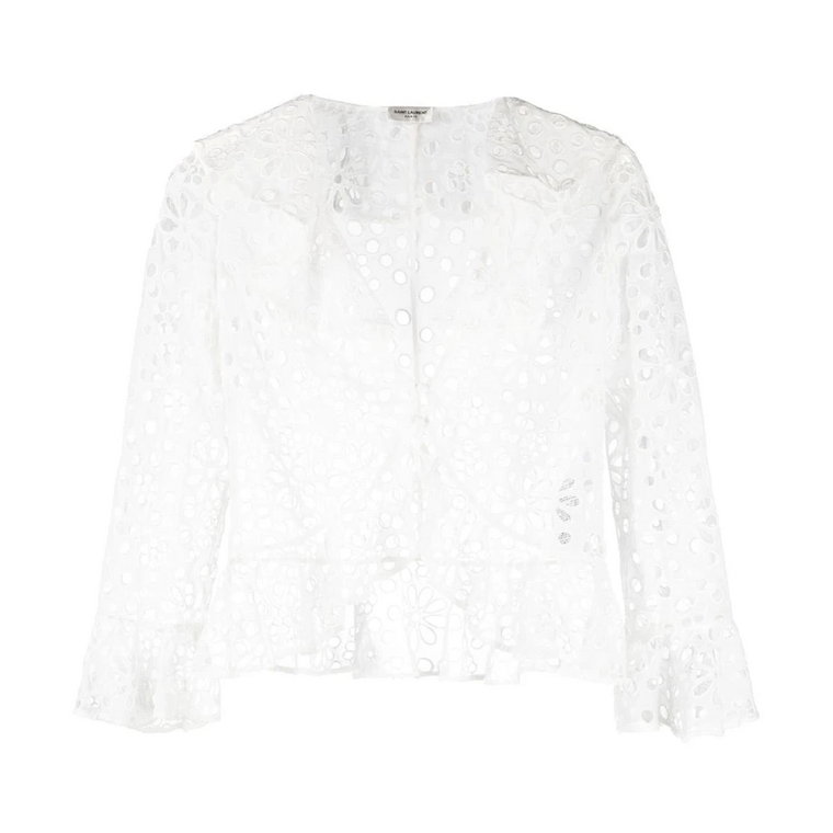 Biała sweterowa bluzka Saint Laurent