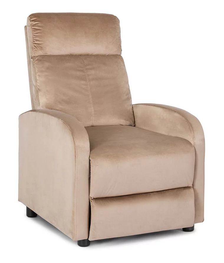 Beżowy rozkładany fotel welurowy - Alho 4X