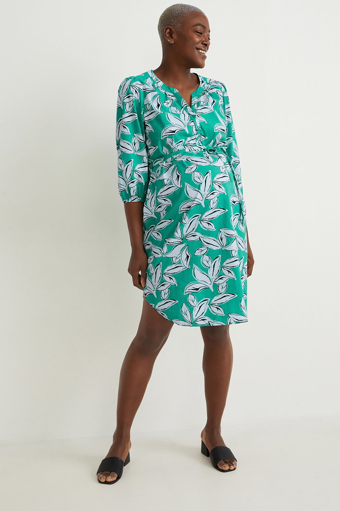 C&A Sukienka koszulowa do karmienia piersią-wzorzysta, Zielony, Rozmiar: 34