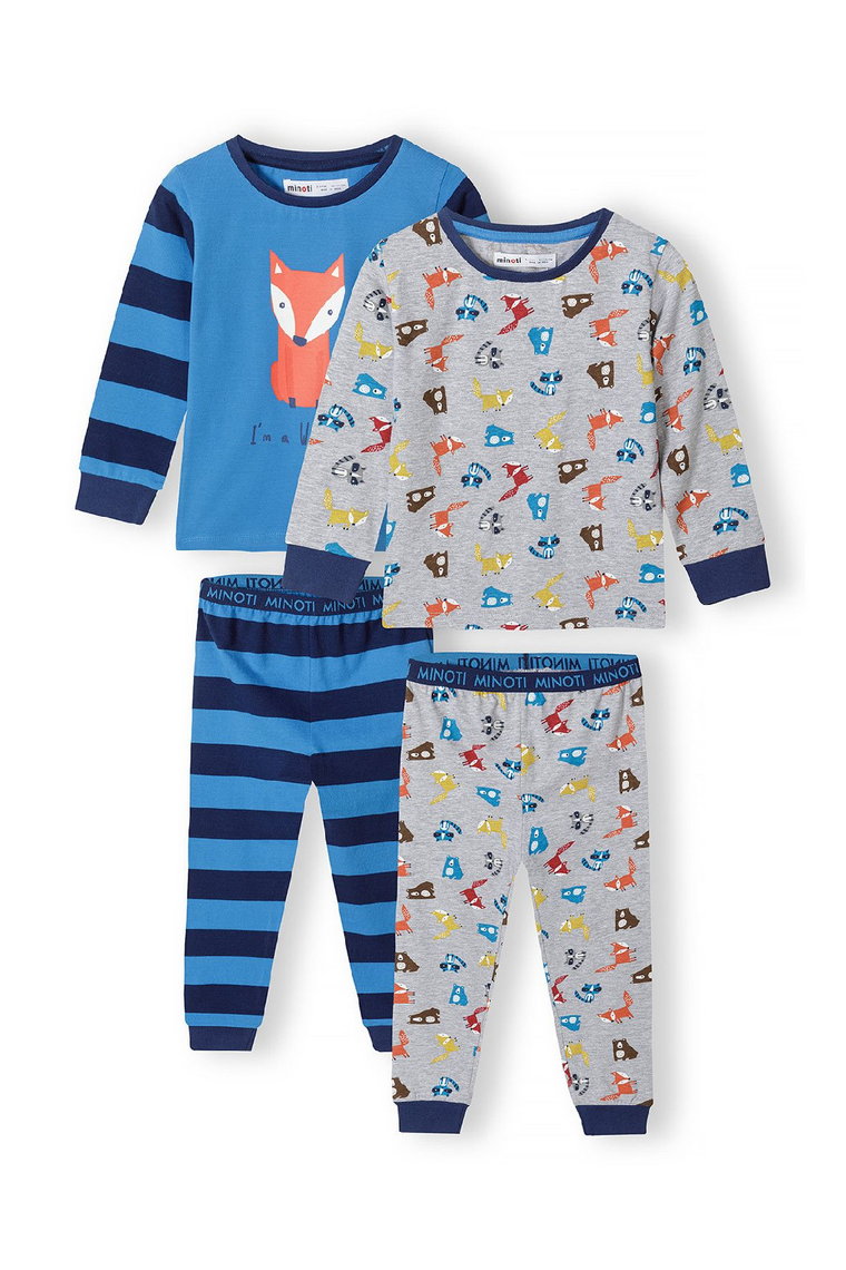2-pack piżam niemowlęcych z długim rękawem w leśne zwierzęta dla chłopca