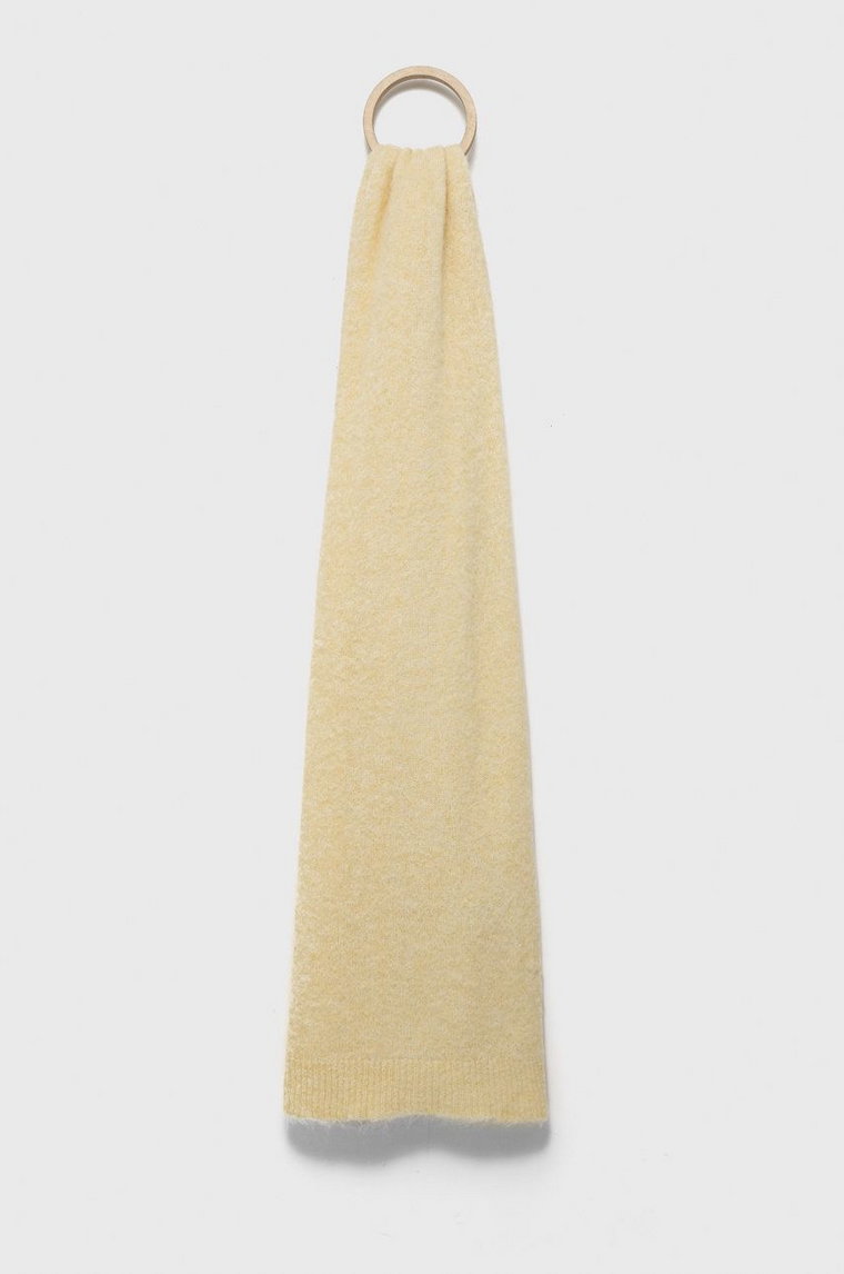 American Vintage szalik wełniany damskie kolor żółty gładki