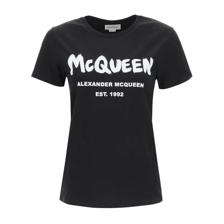 Bawełniany T-Shirt z Logo Alexander McQueen